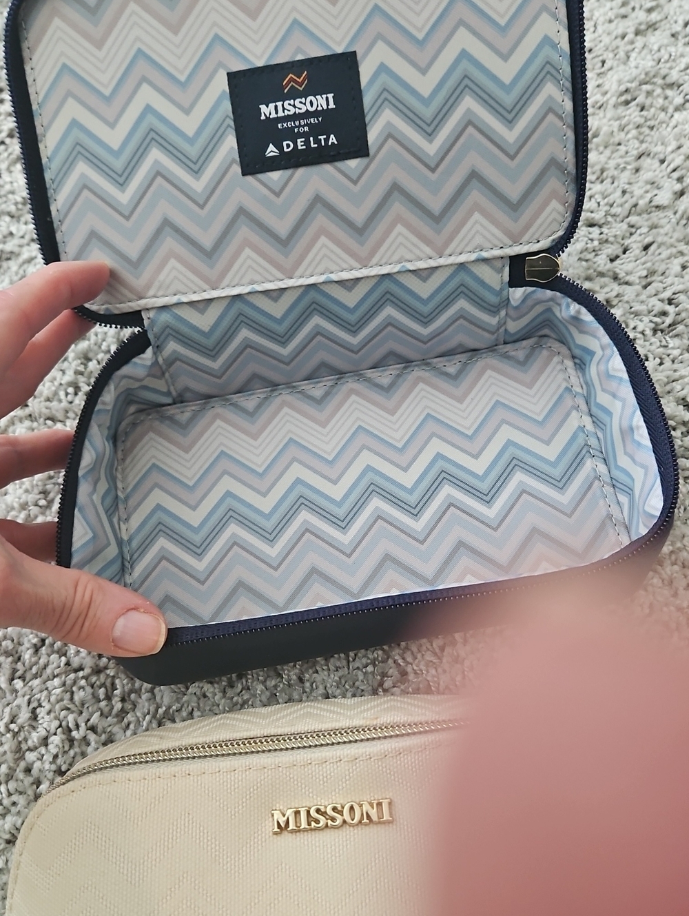 Missoni Black and Beige Zip Pouch Trio - Picture 2 of 3